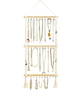 Dahey Hanging Jewelry Organizer Macrame Necklace Holder with 30 Hooks Wall Mounted Jewelry Hanger...
