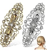 FRCOLOR 2Pcs Vintage Floral Hair Clips for Women Rhinestone Hair Barrettes for Styling Ponytails ...