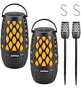 JinXiHua 2 Pack Portable Led Flame Speaker, Waterproof Speakers with Stakes and Hooks, Synchroniz...