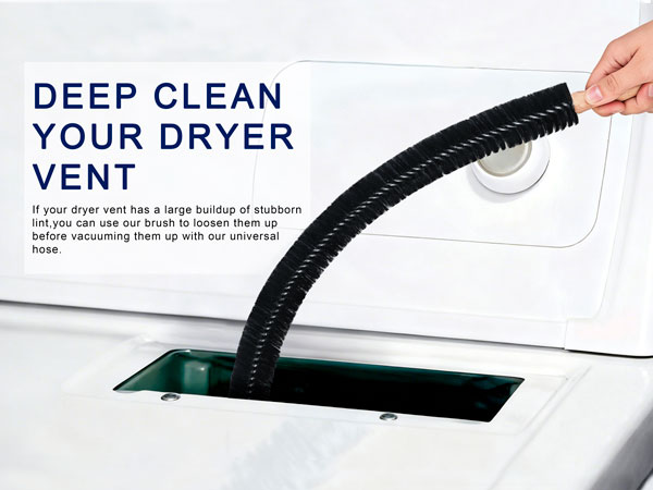 Dryer Vent Cleaner Kit - Dryer Lint Brush and Flexible Vacuum Hose