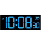 Soobest LED Wall Clock Digital Clock with Seconds, Electric Plug in Large Big Numbers Clock 5 Dim...