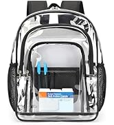 ZORFIN Clear Backpack for School: Large Clear Bookbag - Heavy Duty PVC Transparent Backpack for C...