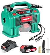 Tire Inflator, HYCHIKA Portable Air Compressor Pump 160PSI 20V Battery &amp; 12V DC Dual Power Supply...