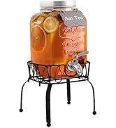 1 Gallon Beverage Dispenser with Stand, 18/8 Stainless Steel Spigot - Airtight &amp; Leakproof Glass ...