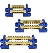 Tugermoola 6PCS Grounding Bus Bar Kit 6/8/10 Positions Electrical Ground Bus Bars Brass Wire Scre...