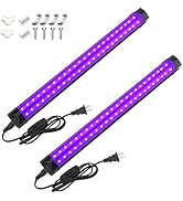 BOSITE 2 Pack 10W 48 LED Black Light Bars 1Ft 395-400nm UV Blacklight Tube with 5.9Ft Cord+Plug+S...