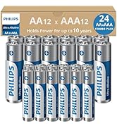 PHILIPS - AA and AAA Batteries 24-Count Combo Pack, Ultra Alkaline Battery Variety Pack, 12-Pack ...