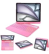 LENRICH Keyboard Case for iPad Air 13 inch M3 2025&amp;M2 2024, 360 Rotatable Wireless Folio 180 Swiv...