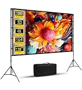 120 inch Projector Screen with Stand, Wootfairy Foldable and Portable Projection Screen 16:9 4K H...
