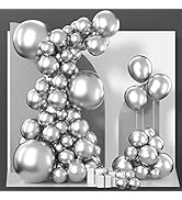 PartyWoo Metallic Silver Balloons, 85 pcs Silver Balloons Different Sizes Pack of 18 Inch 12 Inch...