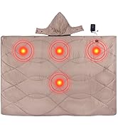 iClimb Heated Camping Blanket with Hood and 5V 5000mAH Battery Pack (Khaki)