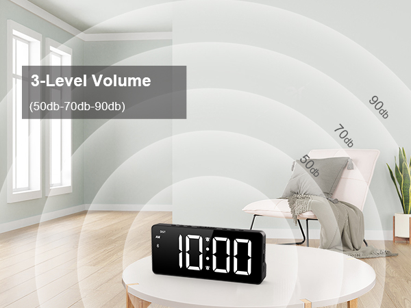 Digital Alarm Clock, LED Bedroom Clock with Bluetooth Sync Time