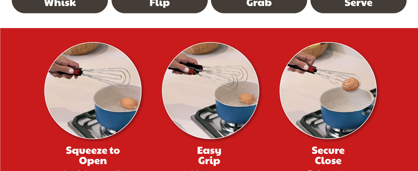 Whisk spatula combo for whisking, flipping, and serving, functional wire tongs