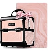 BYOOTIQUE Makeup Travel Organizer Cosmetic Train Case with Mirror 2-Tier Trays Nail Travel Case L...