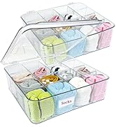 JDBZYDM 2 PCS Sock Underwear Organizer Clear Storage Containers 16 Cell Adjustable Dividers Plast...