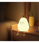 Aokpsrt Cute Night Light Rechargeable with 7 Color Changing and Timer, Kids Pear Night Light for ...