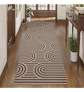 Tangsoo Easy Jute Rug 2x6 Washable Kitchen Runner for Hallways,Non-Slip Thin Farmhouse Rainbow Fl...