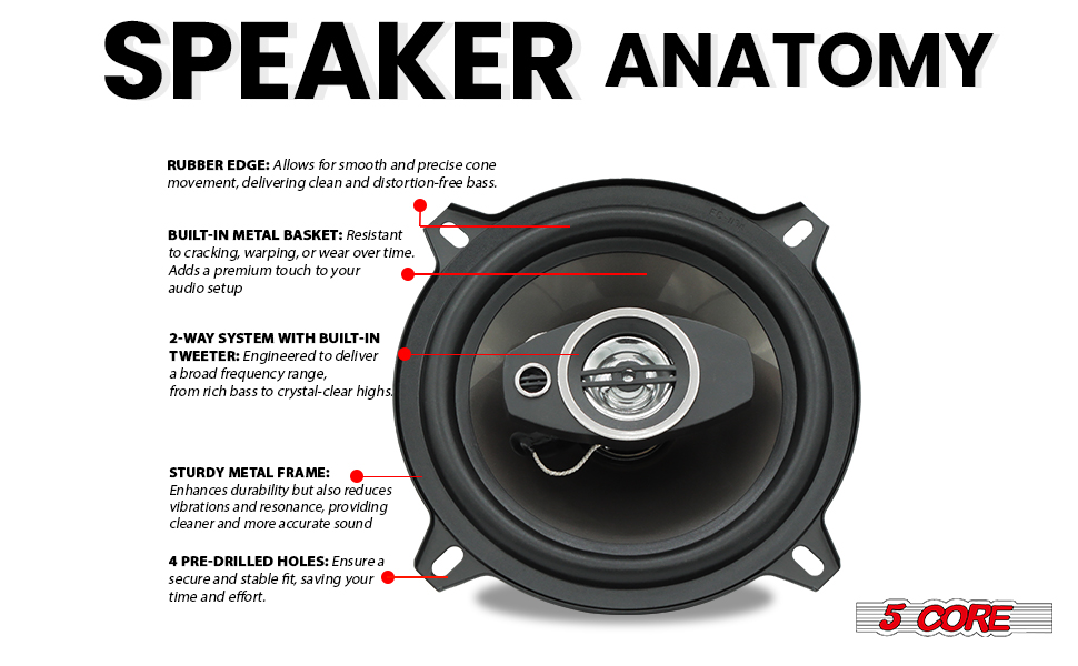coaxial car speaker audio stereo 2 way full range door dash mount component system loud clear