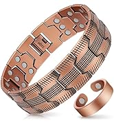 Mahnco Copper Bracelet for Men, 3X Ultra Strength 99.99% Pure Copper Magnetic Bracelets with Magn...