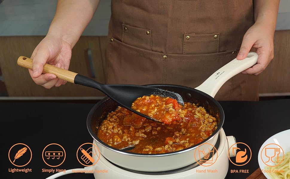 Silicone Cooking Spoon and Pasta Fork Set