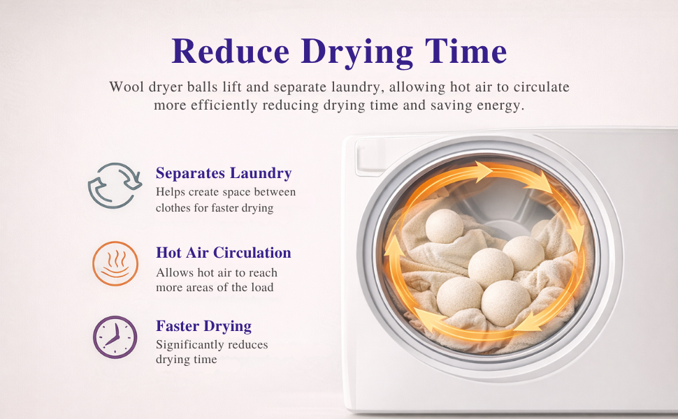 aundry 360 Wool Dryer Balls 6-Pack Set