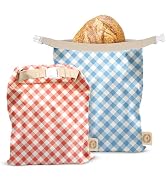 Cozy Bread Reusable Bread Bag Set for Home Bakers | USA Brand | Charming Designs (Gingham)