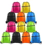 KUUQA 12Pcs Drawstring Bag Sports Gym String Backpack Bulk Cinch Bag Sackpack with Zipper for Sch...