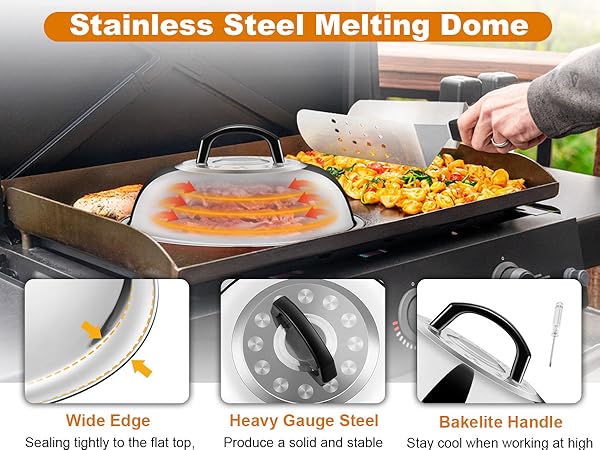 basting cover griddle melting dome large melt lid cooking steaming stainless steel