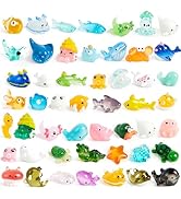 JOYIN 50 Pcs Mini Ocean Resin Animals Figures, Mini Sea Animals Figurines for Aquarium Ornaments ...