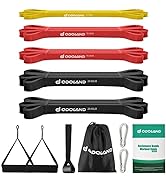 Odoland 5 Packs Pull Up Assist Bands, Pull Up Straps, Resistance Bands with Door Anchor and Handl...