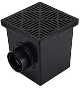 NDS Square Catch Basin Drain Kit with 2-Opening Catch Basin, Black Plastic Grate, 2 Outlet Adapte...