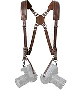 Padwa Lifestyle Dark Brown Dual Camera Harness Strap for Two-Cameras - Dual Shoulder Full Grain L...