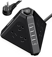 Power Strip Surge Protector Tower, 3-Side Triangle Outlet with 9 AC Multiple Outlets 4 USB Ports,...