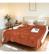 Electric Heated Blanket Throw Size 50"x60" - Flannel &amp; Sherpa Fabric Dual-Sided, 6 Heat Settings ...