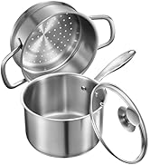 VEVOR 2.5 QT Saucepan with Steamer, Stainless Steel Saucepan with Glass Lid, Multipurpose Nonstic...