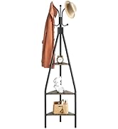 Hoctieon 3-Tier Coat Rack Freestanding with Shelves, Industrial Coat Stand with Storage, Mordern ...
