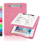 Sooez Glitter Clipboard with Storage, Cute Clip Boards 8.5x11 with Storage, Sparkle Plastic Clipb...