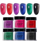 AZUREBEAUTY Dip Powder Nail Kit, 6 Color Jelly Glow Dipping, Natural French Nail Art Starter Mani...