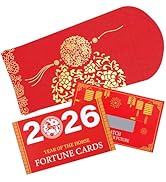 Biubee 25Pcs Chinese New Year Scratch Off Fortune Cards - Includes 25 Chinese Red Envelopes, 2026...
