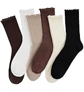 ARBINSON 6 Pairs Ruffle Socks for Women,Frilly Socks Women,Solid Color Cute Ankle Lettuce Edge So...