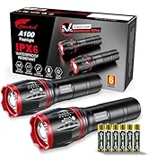 HAUSBELL LED Flashlight 2000 High Lumens, Bright Flash Light with Battery, Zoomable &amp; Waterproof ...