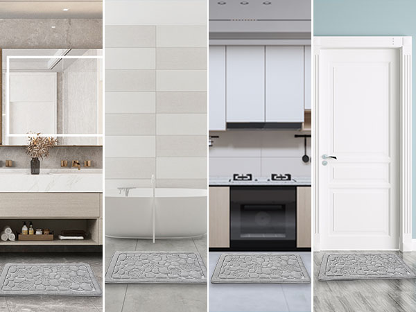 Grey Coral Velvet Bath Rug