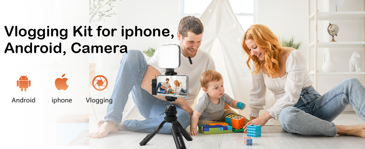 Vlogging Kit for iPhone, Android with Tripod