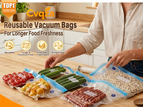 Vacuum Sealer Bags, 20 Reusable Vacuum Sealer Bags for Food