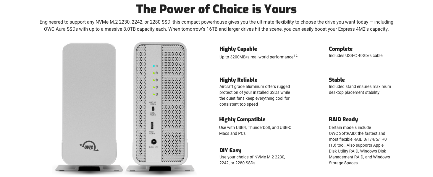 External Storage Enterprise NAS SAS SSD thunderbolt USB-C RAID SoftRAID NVME 4 DRIVE