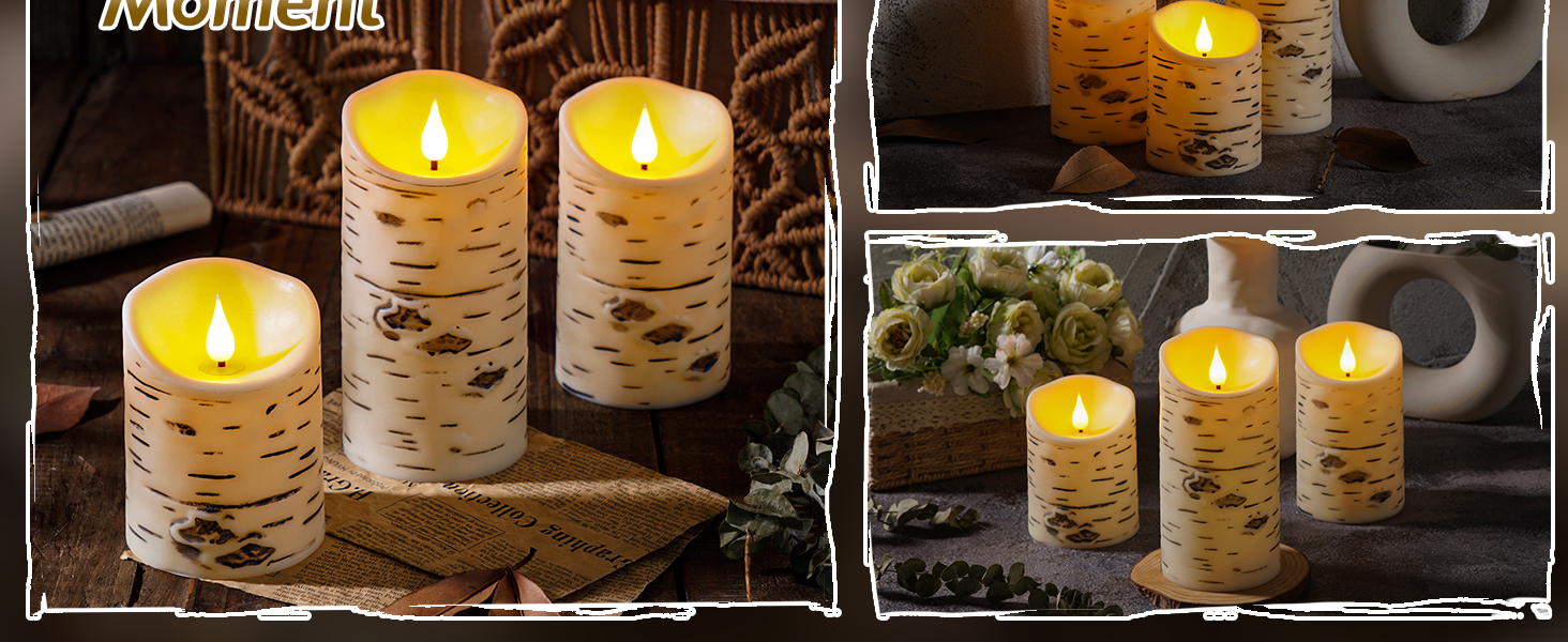 birch flameless candles