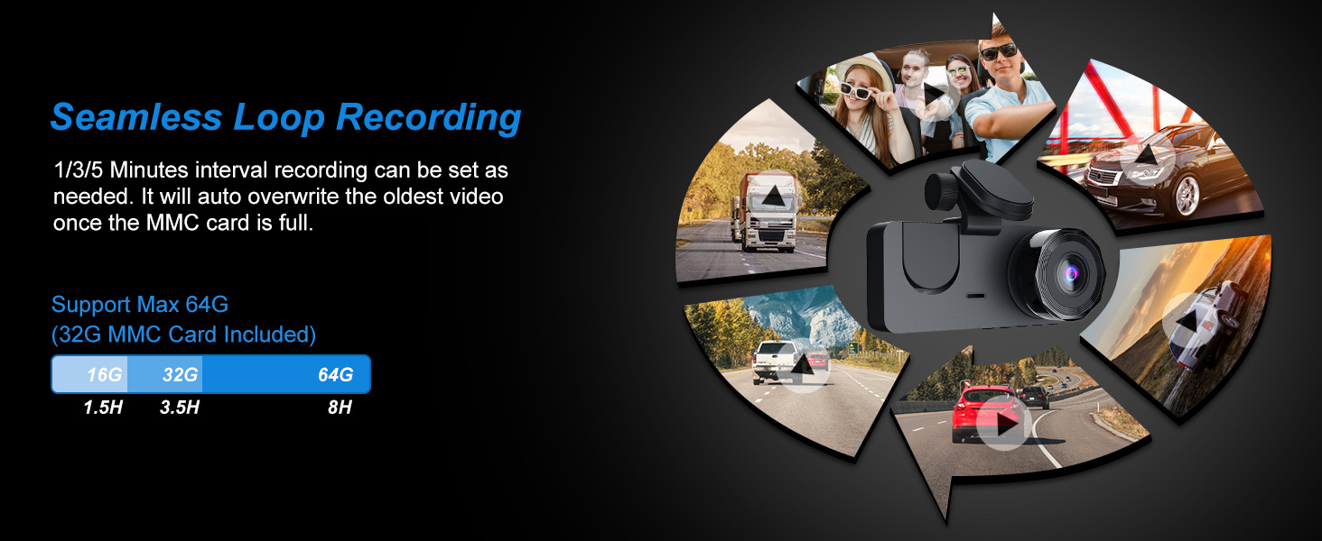 3 Channel Dash Cam Front and Rear