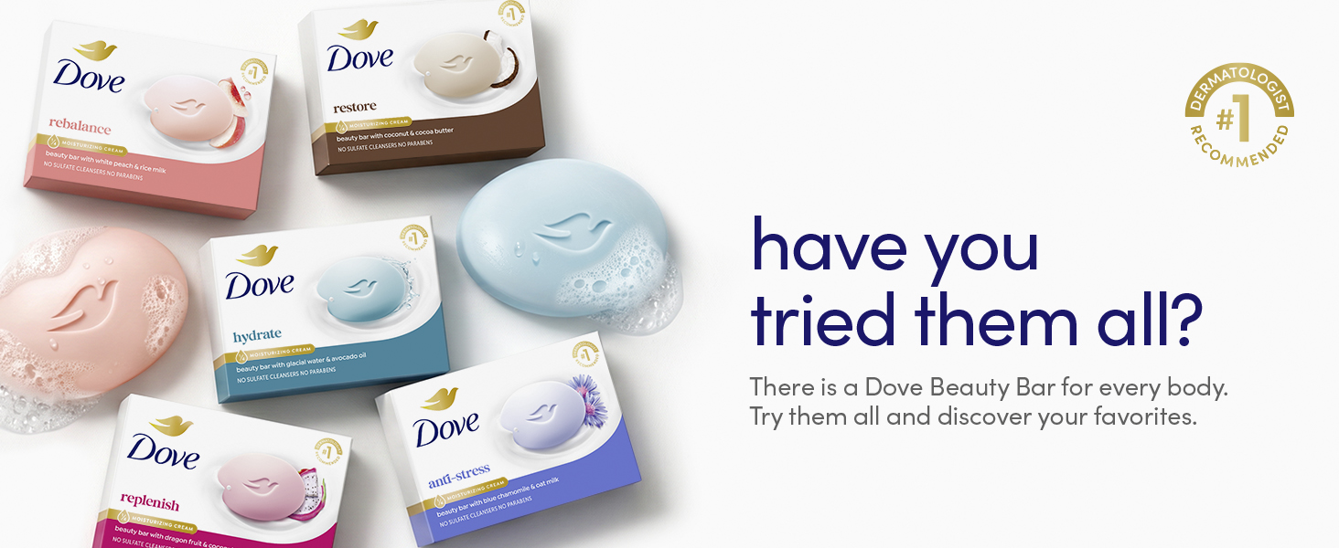 Dove Beauty Bars range displayed alongside messaging encouraging users to try all variants
