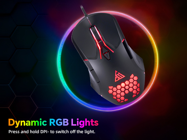 Dynamic RGB Backlit Gaming Mouse with 4 level DPI for pc gaming