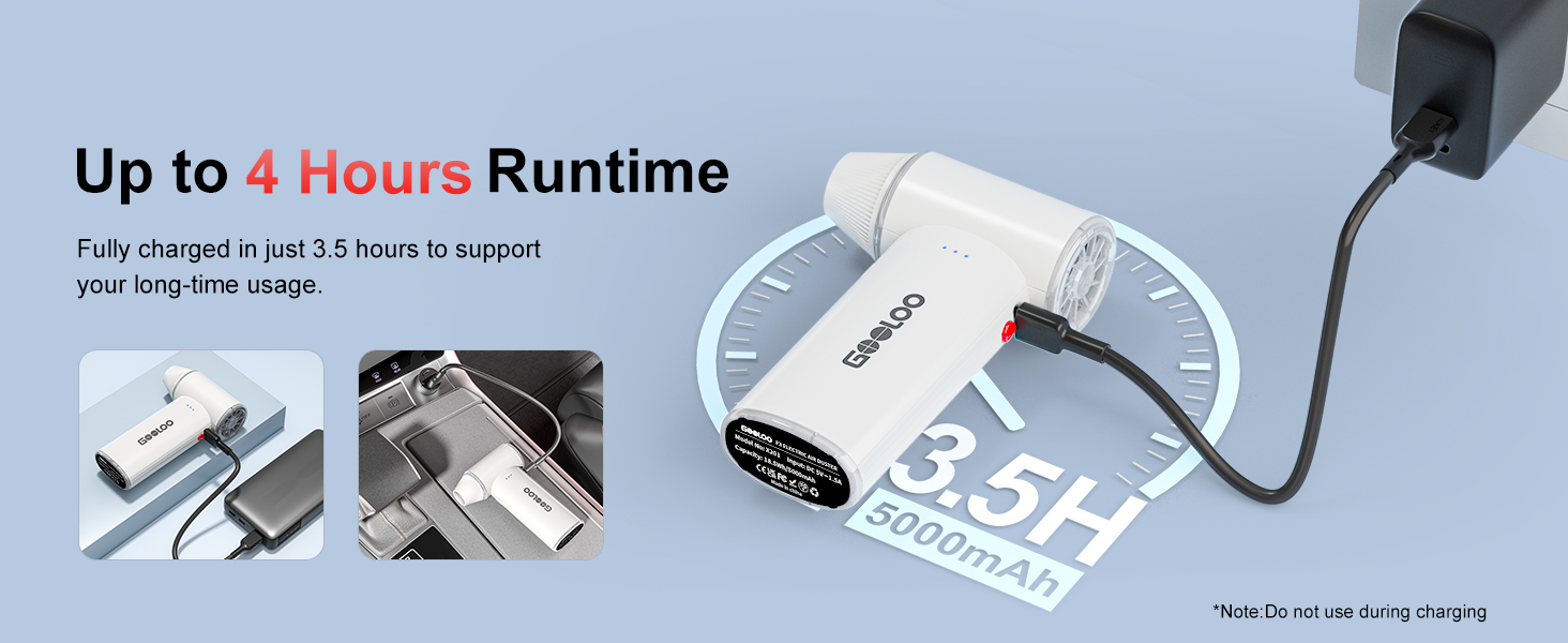 3.5H Charging time;4H Runtime